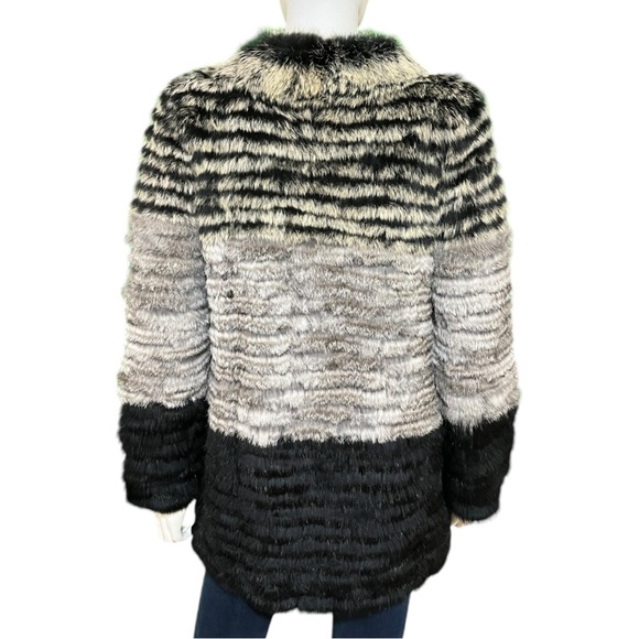 Elliatt Monochrome Scenery Rabbit Fur Jacket, Small - Picture 7 of 9